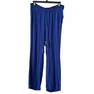 Roxy Blue Wide Leg Elastic Waist Pant Women Pockets Size Small